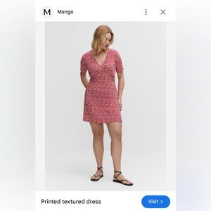 MANGO textured printed summer dress. Size 16 (2xl) Worn once!